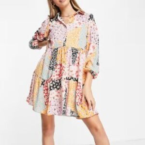 white christmas dresses Marlowe Denim Puff Sleeve Mini Dress – Thomas and Rye main image 0